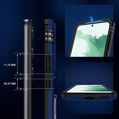 Etui do Samsung A54 Niebieskie Pancerne z Podstawką Wojskowe