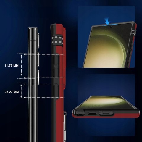 Etui do Samsung S21 Ultra Czerwone Pancerne z Podstawką Wojskowe Czerwony