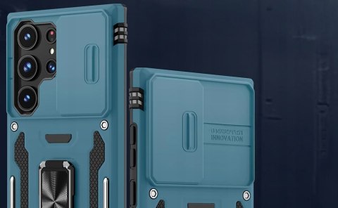 Etui do Samsung S21 Ultra Niebieskie Pancerne z Podstawką Wojskowe Case