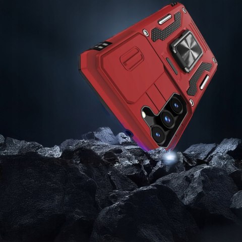 Etui do Samsung S22+ Plus Czerwone Pancerne z Podstawką Case Czerwony