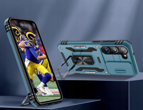 Etui do Samsung S22+ Plus Niebieskie Pancerne z Podstawką Case Niebieski