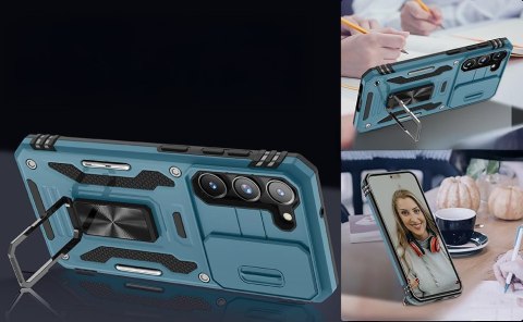 Etui do Samsung S22+ Plus Niebieskie Pancerne z Podstawką Case Niebieski