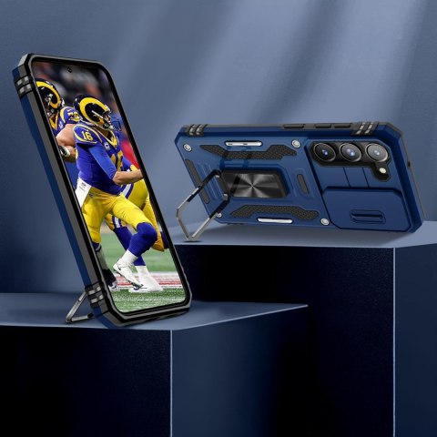 Etui do Samsung S22+ Plus Niebieskie Pancerne z Podstawką Case Niebieski