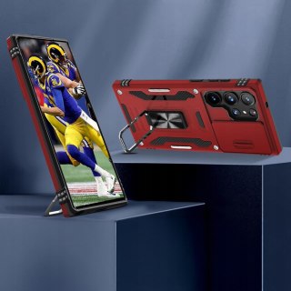 Etui do Samsung S22 Ultra Czerwone Pancerne z Podstawką Wojskowe Czerwony