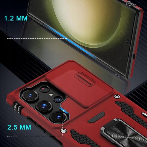 Etui do Samsung S22 Ultra Czerwone Pancerne z Podstawką Wojskowe Czerwony