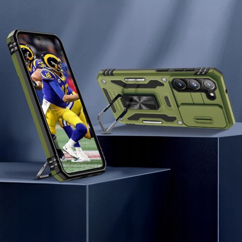 Etui do Samsung S22 Zielone Pancerne z Podstawką Wojskowy Zielony Osłona