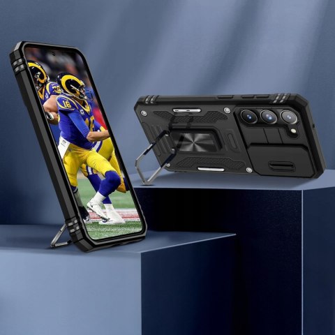 Etui do Samsung S23 Czarne Wojskowe Pancerne Zamykana Osłona Aparatu Case