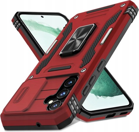 Etui do Samsung S23 FE Czerwone Pancerne z Podstawką Wojskowe Czerwony