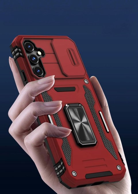Etui do Samsung S23 FE Czerwone Pancerne z Podstawką Wojskowe Czerwony