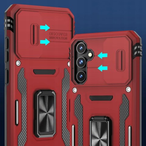Etui do Samsung S23 FE Czerwone Pancerne z Podstawką Wojskowe Czerwony