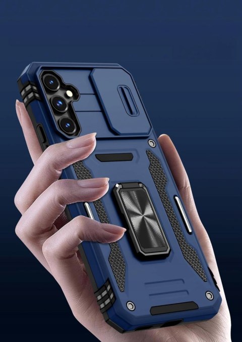 Etui do Samsung S23 FE Niebieskie Pancerne z Podstawką Wojskowe Case