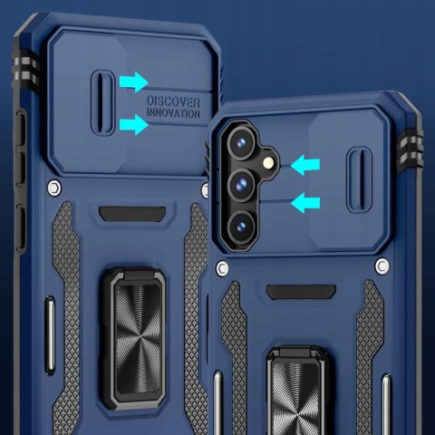Etui do Samsung S23 FE Niebieskie Pancerne z Podstawką Wojskowe Case