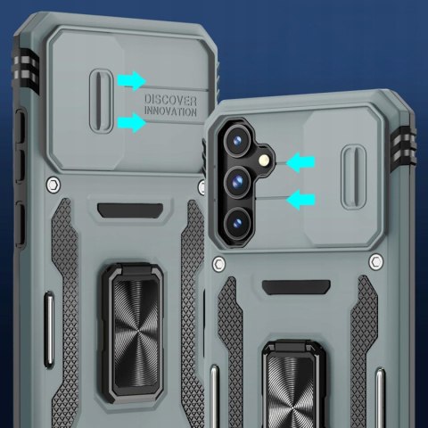 Etui do Samsung S23 FE Szare Pancerne z Podstawką Wojskowe Szary S23FE