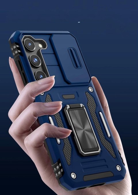 Etui do Samsung S23 Niebieskie Wojskowe Pancerne Zamykana Osłona Aparatu