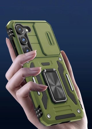 Etui do Samsung S23+ Plus Zielone Pancerne z Podstawką Wojskowy Zielony
