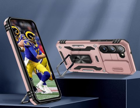 Etui do Samsung S23 Różowe Wojskowe Pancerne Zamykana Osłona Aparatu