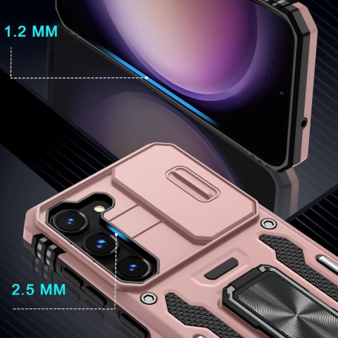 Etui do Samsung S23 Różowe Wojskowe Pancerne Zamykana Osłona Aparatu