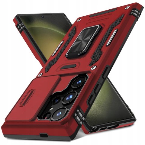 Etui do Samsung S23 Ultra Czerwone Wojskowe Pancerne Osłona Case Czerwony