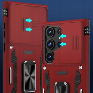 Etui do Samsung S23 Ultra Czerwone Wojskowe Pancerne Osłona Case Czerwony