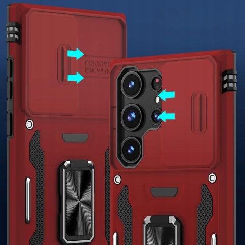 Etui do Samsung S23 Ultra Czerwone Wojskowe Pancerne Osłona Case Czerwony