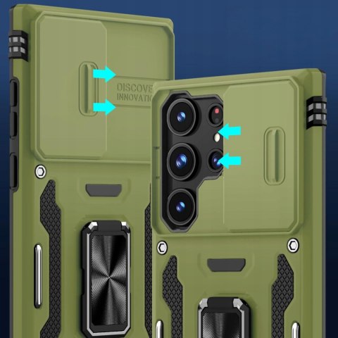 Etui do Samsung S23 Ultra Zielone Wojskowe Pancerne Osłona Case Zielony