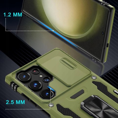 Etui do Samsung S23 Ultra Zielone Wojskowe Pancerne Osłona Case Zielony