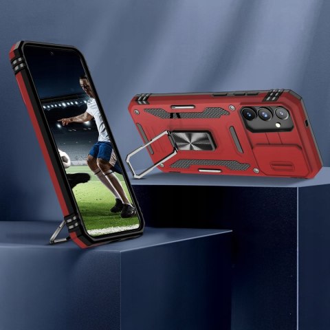 Etui do Samsung S24 Pancerne Czerwone z Podstawką Wojskowe Case Czerwony