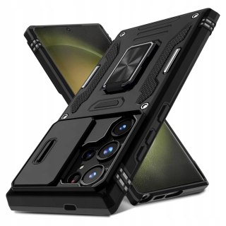 Etui do Samsung S24+ Plus Czarne Pancerne z Podstawką Wojskowe Case Czarny