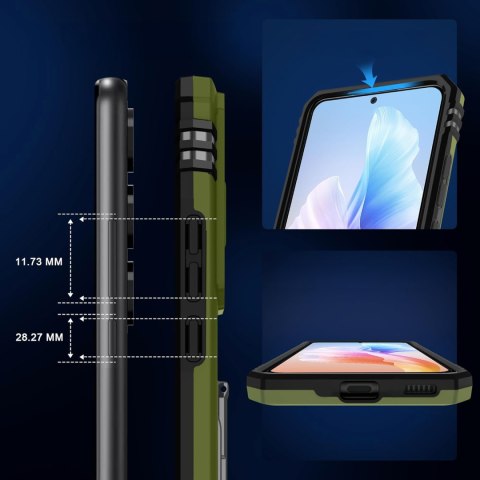 Etui do Samsung S24+ Plus Zielone Pancerne z Podstawką Wojskowy Zielony