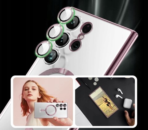 Etui do Samsung S24 Ultra Różowy Tytan Przezroczyste do MagSafe Różowe