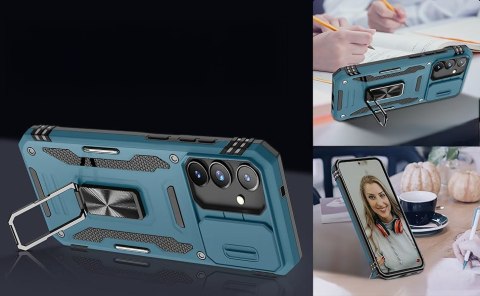 Etui do Samsung S25 Niebieskie Pancerne z Podstawką Wojskowe Case Niebieski