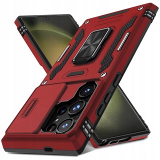 Etui do Samsung S25 Ultra Czerwone Pancerne z Podstawką Wojskowe Czerwony