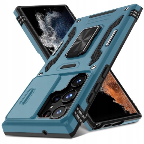 Etui do Samsung S25 Ultra Niebieskie Pancerne z Podstawką Wojskowe Case