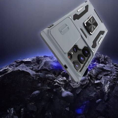 Etui do Samsung S25 Ultra Szare Pancerne z Podstawką Wojskowe Szary