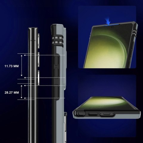 Etui do Samsung S25 Ultra Szare Pancerne z Podstawką Wojskowe Szary