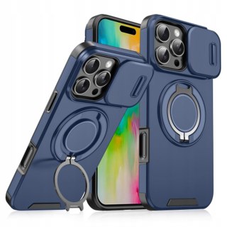 Etui do iPhone 16 Pro Max Niebieskie Pancerne Osłona Aparatu do MagSafe