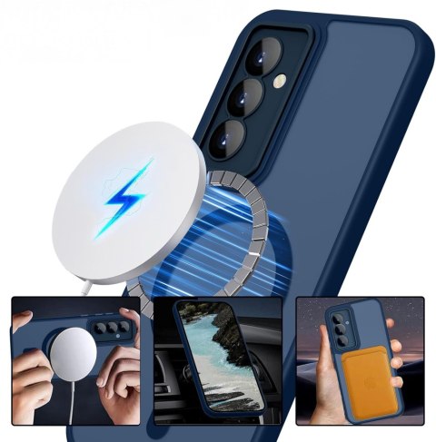 Etui Case do SAMSUNG S24 5G Niebieskie do MagSafe Niebieski Osłona Aparatów