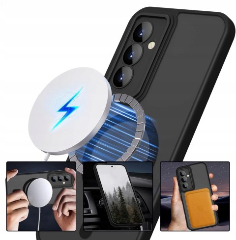 Etui Case do SAMSUNG S24+ Plus Czarne do MagSafe Czarny Osłona Aparatów