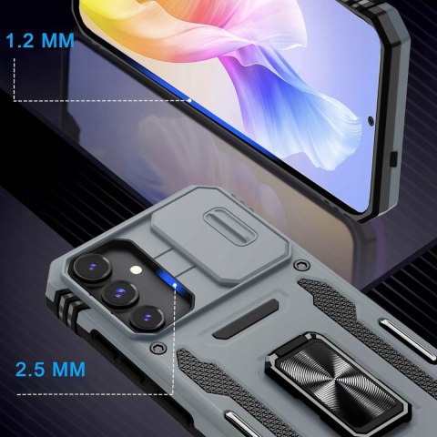 Etui Case do Samsung A16 Szare Pancerne z Podstawką Wojskowe Szary