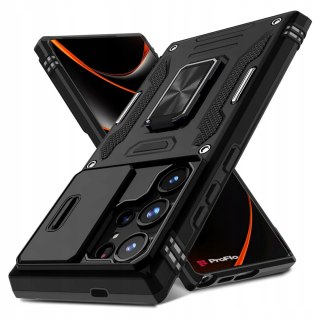 Etui Case do Samsung S23 Ultra Czarne Pancerne Podstawka Zamykana Osłona