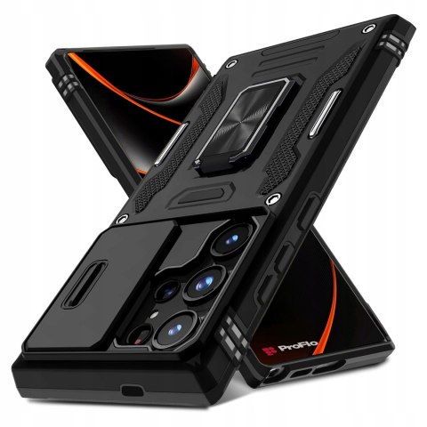 Etui Case do Samsung S23 Ultra Czarne Pancerne Podstawka Zamykana Osłona