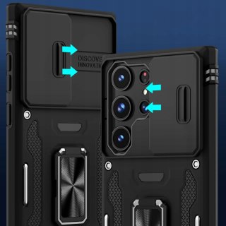 Etui Case do Samsung S23 Ultra Czarne Pancerne Podstawka Zamykana Osłona