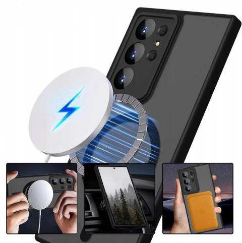 Etui Case do Samsung S23 Ultra Czarne do MagSafe Osłona Aparatów Czarny