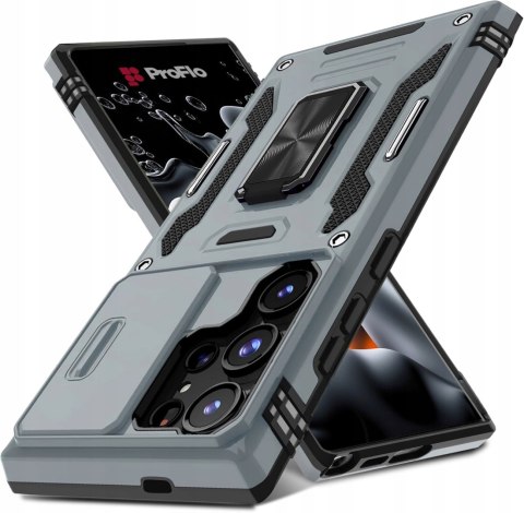 Etui Case do Samsung S23 Ultra Szare Srebrne Wojskowe Pancerne Osłona Szary