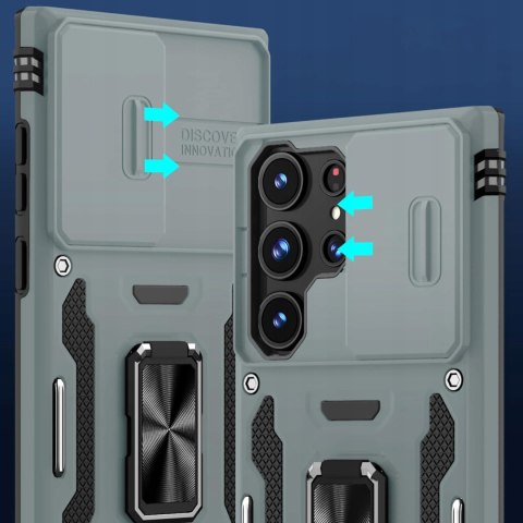 Etui Case do Samsung S23 Ultra Szare Srebrne Wojskowe Pancerne Osłona Szary