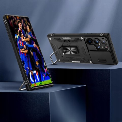 Etui Case do Samsung S25 Ultra Wojskowe Pancerne Czarne Wojskowe Podstawka