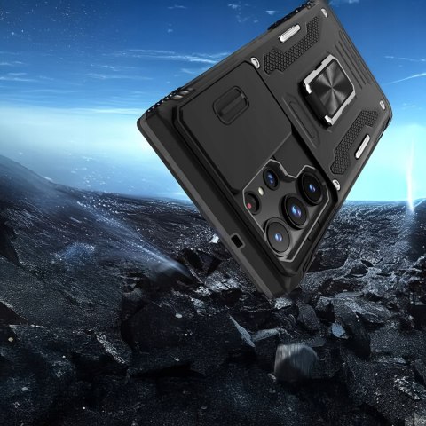 Etui Case do Samsung S25 Ultra Wojskowe Pancerne Czarne Wojskowe Podstawka