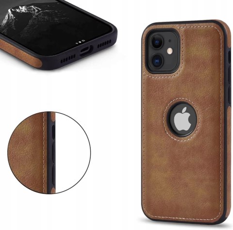 Etui Case do iPhone 12 Mini - Skórzane Brązowe Pokrowiec Skórzany Brązowy