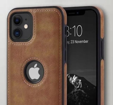 Etui Case do iPhone 12 Mini - Skórzane Brązowe Pokrowiec Skórzany Brązowy