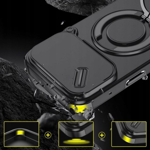 Etui Case do iPhone 17 Pro Max Pancerne Czarne Osłona Aparatu do MagSafe